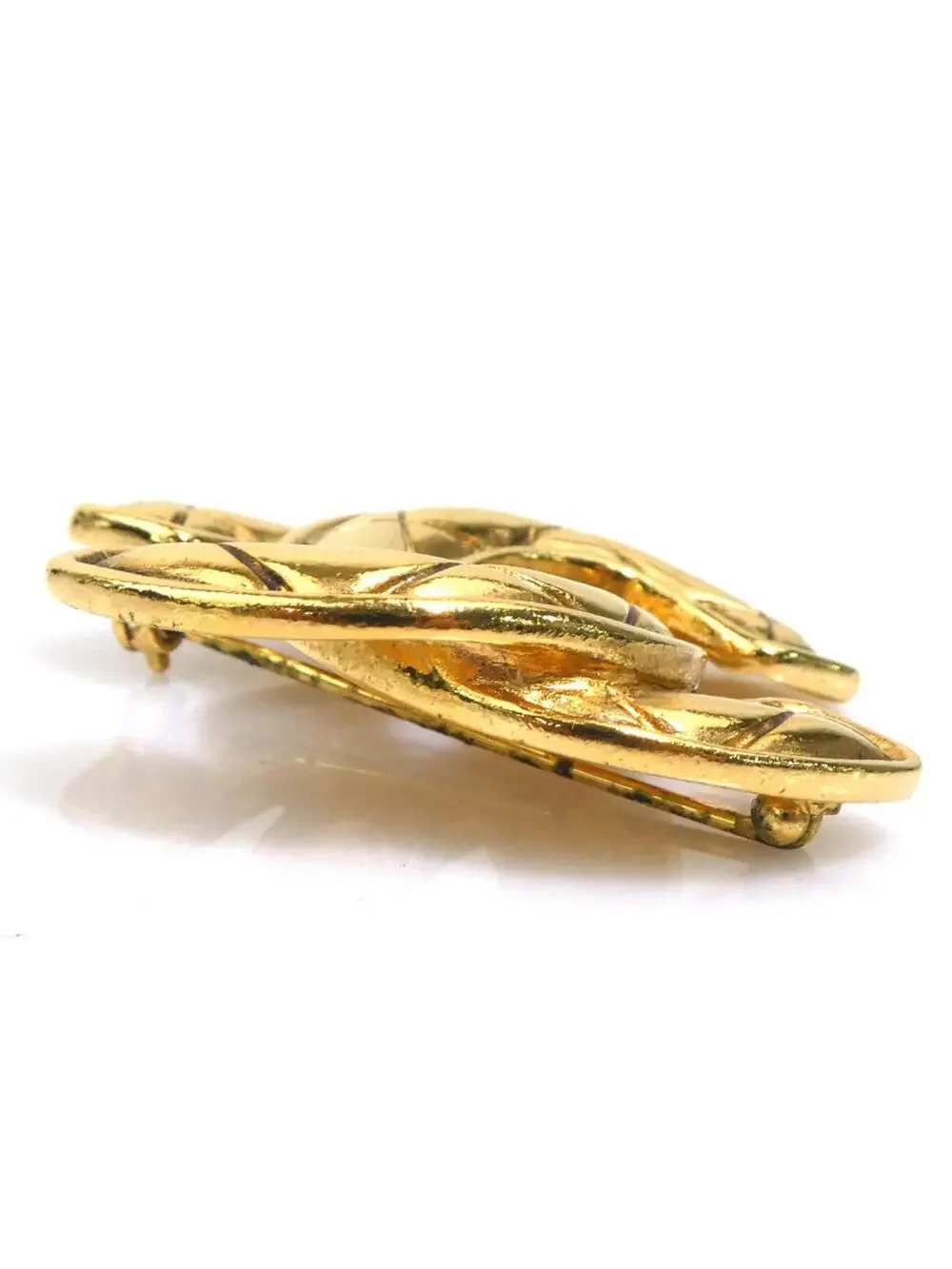 Chanel Cc Logo Brooch Gold-Tone Metal #357929C61B